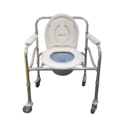 Chaise de toilette en inox avec roue